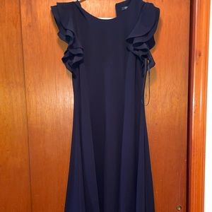 Navy Ruffle Sleeve Dress